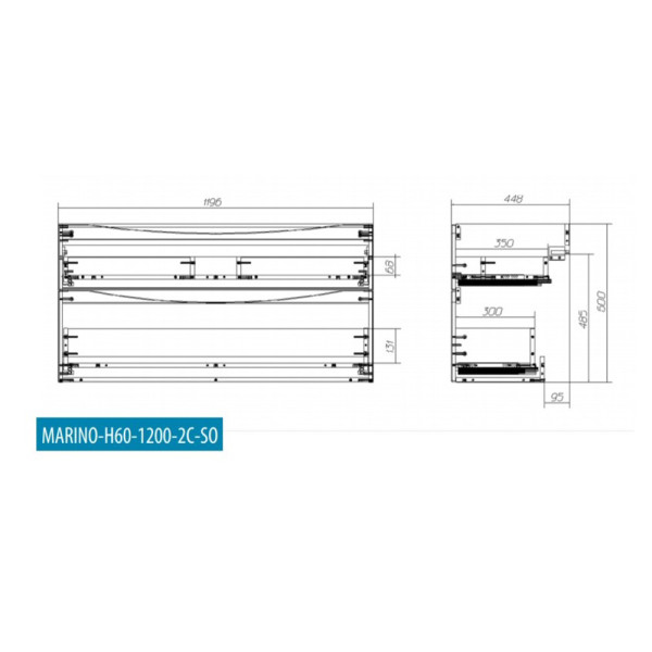 Тумба подвесная BelBagno Marino-H60 120 Rovere Moro (MARINO-H60-1200-2C-SO-RW-P)