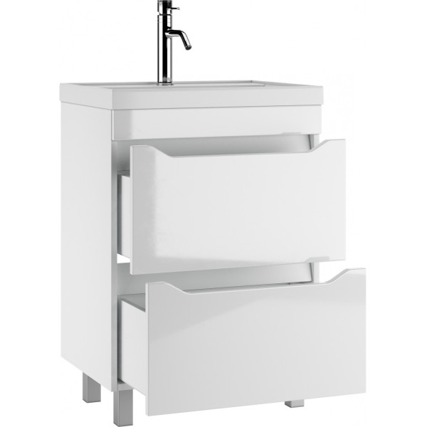 Тумба напольная Bazis 60 Ева с двумя ящиками В2 Айсберг Домино (DA5911T)