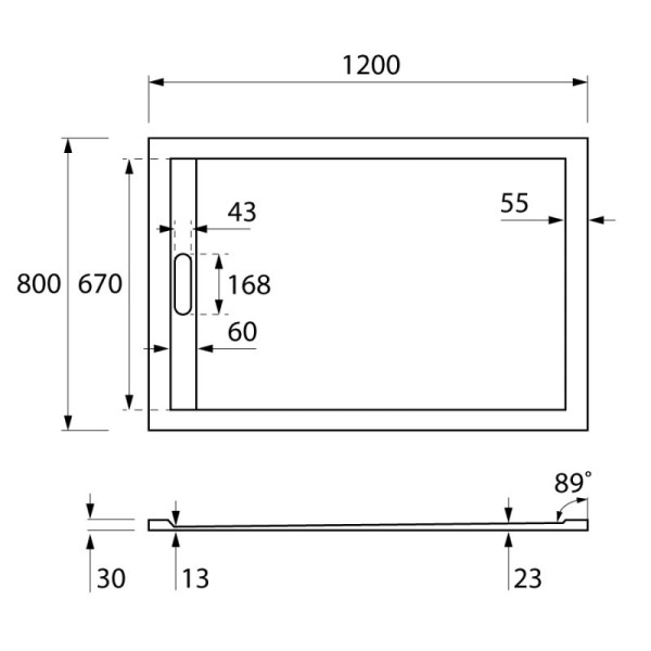 Душевой поддон из искусственного мрамора Cezares 120x80x3 белый (TRAY-AS-AH-120/80-3-W)