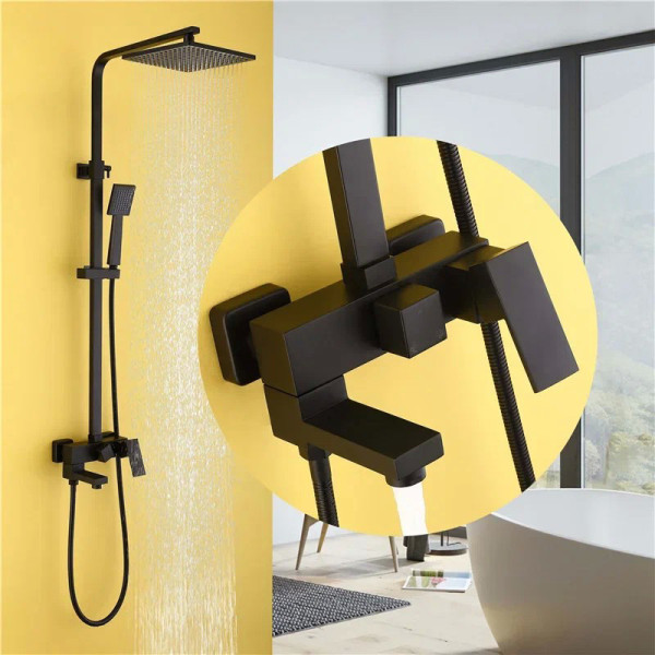 Душевая система Abber Daheim с изливом черный матовый (AF8216BL)