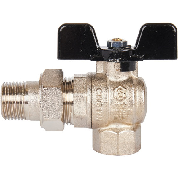 Кран угловой 3/4" шаровый со сгоном Stout (черная бабочка, полнопроходной) (SVB-0008-000020)