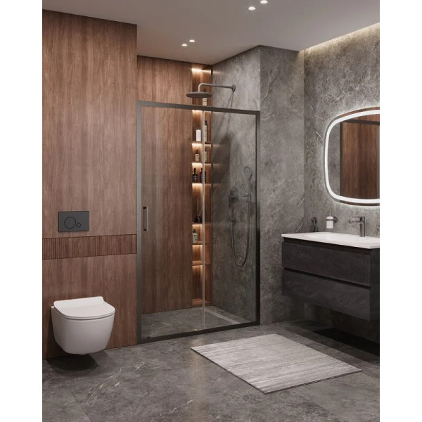 Душевая дверь Cezares Molveno 120x195 стекло прозрачное, профиль оружейная сталь (MOLVENO-BF-1-120-C-GM-IV)