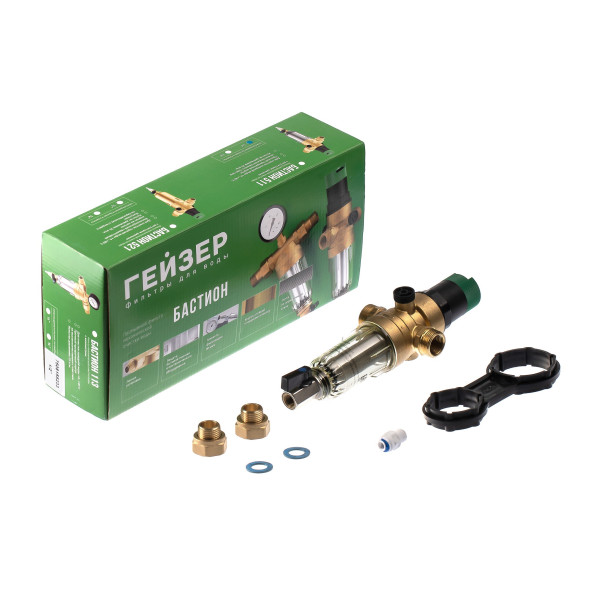 Фильтр самоочищающийся с редуктором Гейзер-Бастион 7508155233 3/4" (прозрачный корпус, со сгонами, без манометра) (32681) Фильтр самоочищающийся с редуктором Гейзер-Бастион 7508155233 3/4" (прозрачный корпус, со сгонами, без манометра) (32681)