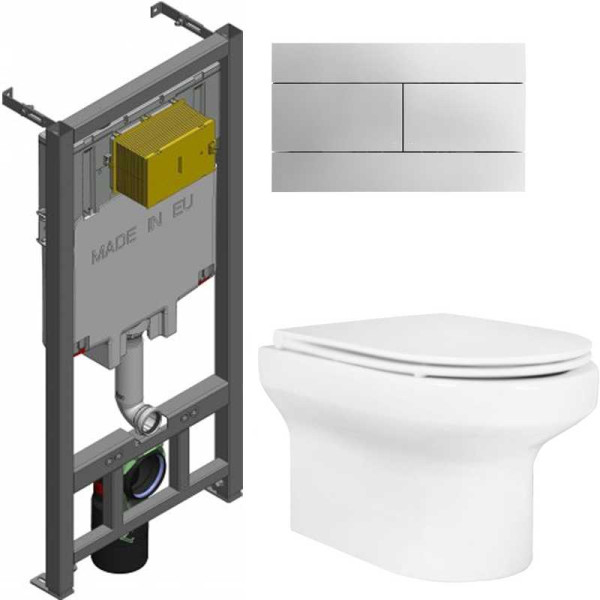 Комплект инсталляция с унитазом Jacob Delafon Elite с сиденьем Микролифт и клавишей смыва хром (E21742RU-00)