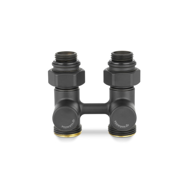 Фитинг двойной со встроенным шаровым краном 1/2"х3/4"(18)ЕК Varmega VMDV21 (черный) (VMDV21-200415)