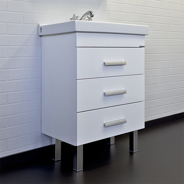 Тумба напольная Comforty Монако 600x860x400 белый глянцевый с раковиной (00-00001499)