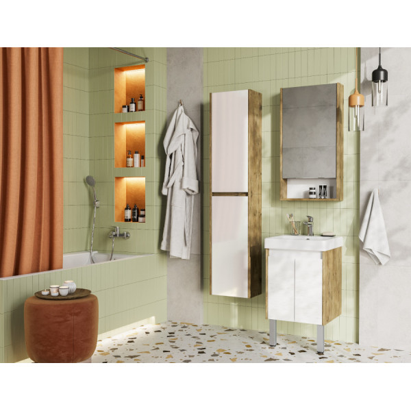 Тумба подвесная Aquaton Сканди 432x427x603 белый, дуб рустикальный (1.A278.7.01S.DZ9.0)