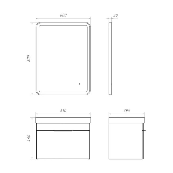 Тумба подвесная Comforty Кама 600x395x460 белый глянцевый (00-00018655)