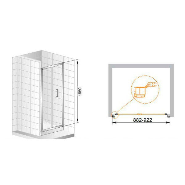 Душевая дверь Cezares Anima 90x195 стекло прозрачное (ANIMA-BS-90-C-Cr)