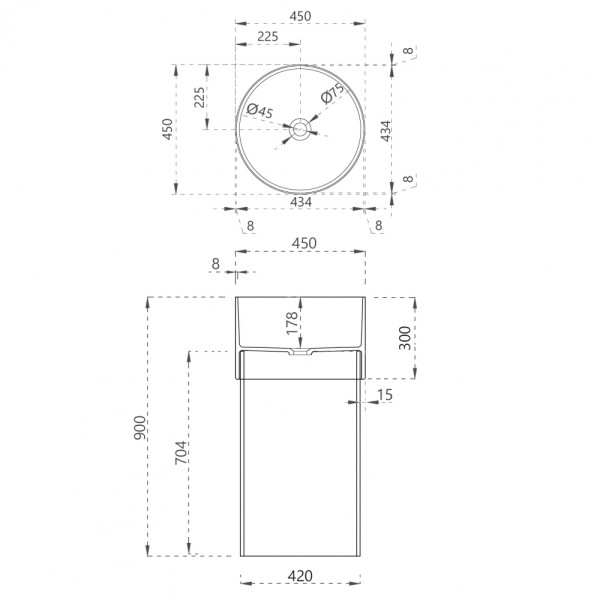 Раковина отдельностоящая Abber Kristall 45x45x90 синий (AT2701Saphir)