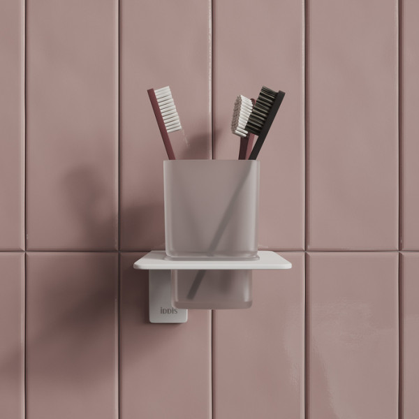 Подстаканник одинарный матовое стекло сплав металлов Slide белый матовый Iddis (SLIWTG1i45)