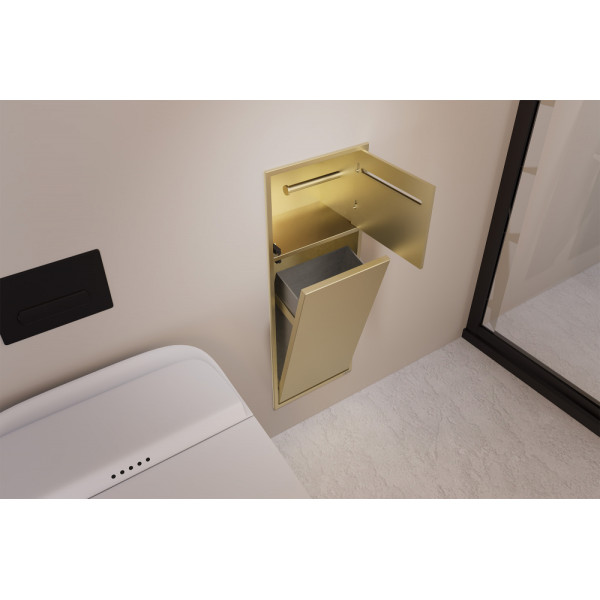 Ниша настенная скрытая Abber Nischen 23x13x60 с корзиной и бумагодержателем, золото матовое (AN3008G)