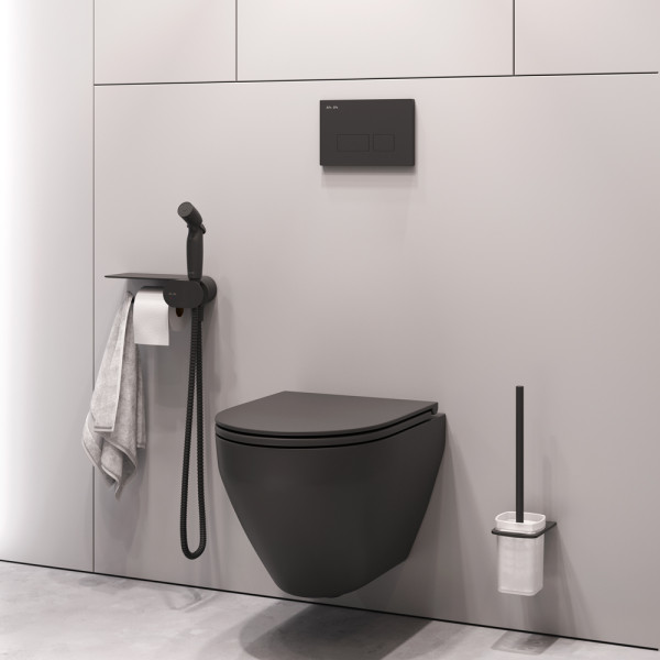 Унитаз подвесной AM.PM Spirit V2.0 с гигиеническим душем, черный CK70H1103B