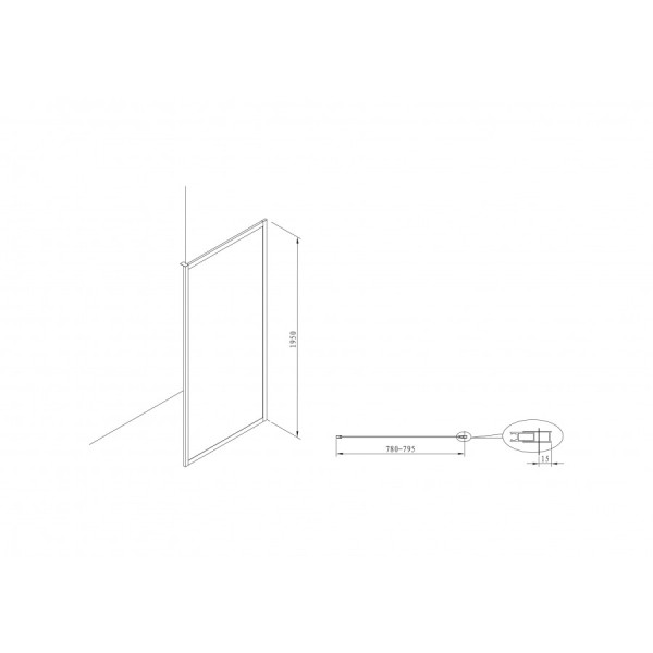 Душевое ограждение Roca Town-N 80x195 стекло прозрачное, профиль хром (7.MP23.0.801.2M)