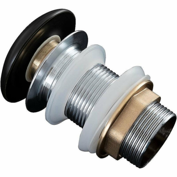 Донный клапан Aquanet латунь без перелива крышка керамика черный матовый (330953)