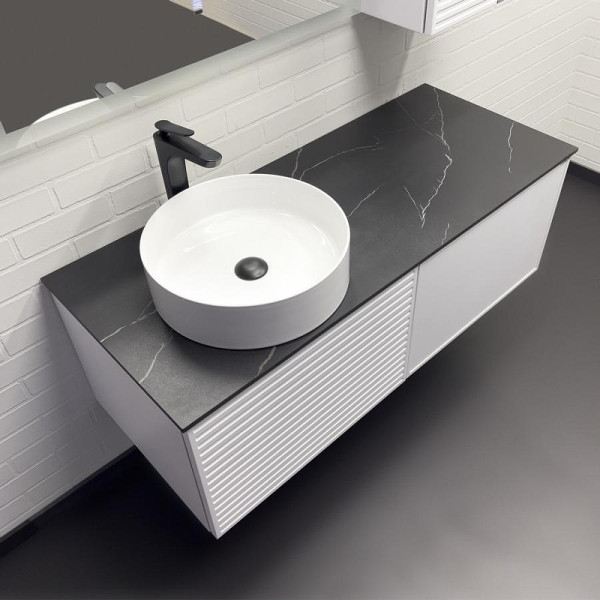 Тумба подвесная Comforty Геленджик 1200x500x525 белый матовый/калакатта Блэк (00-00018707)