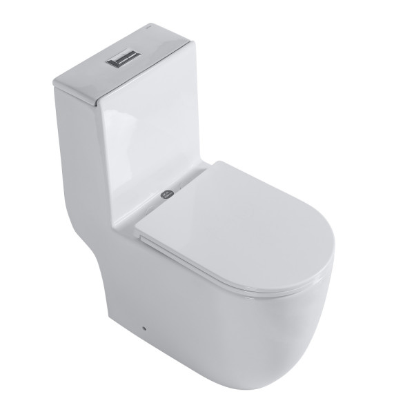 Унитаз напольный Abber Bequem AC1137T моноблок безободковый, смыв торнадо белый (AC1137T)