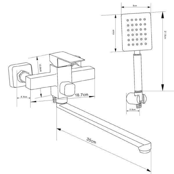Смеситель для ванны и душа Melodia della vita Square хром (MDV30641ss)