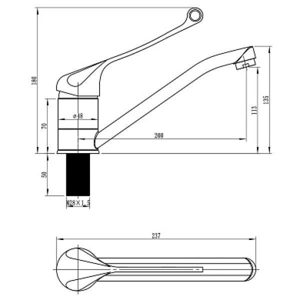 Смеситель для кухни L4905 хром, хирургический, длинный излив Ligeya (L4905 Ligeya)