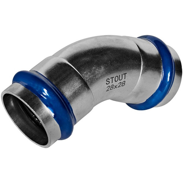 Угол 28х45 двухраструбный Stout SSS-2005 ВПр-ВПр (нерж.ст., пресс) SSS-2005-000028 Угол 28х45 двухраструбный Stout SSS-2005 ВПр-ВПр (нерж.ст., пресс) SSS-2005-000028