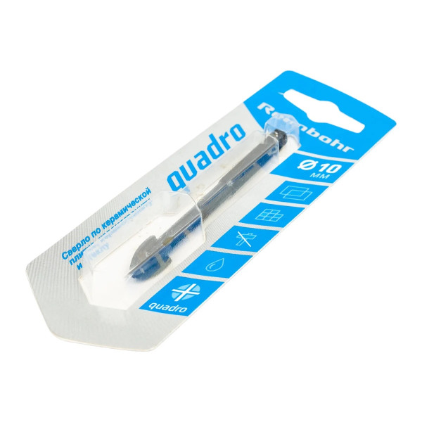 Сверло по стеклу и керамике Rennbohr Quadro 10 мм. (4-х гранное) (676110) Сверло по стеклу и керамике Rennbohr Quadro 10 мм. (4-х гранное) (676110)