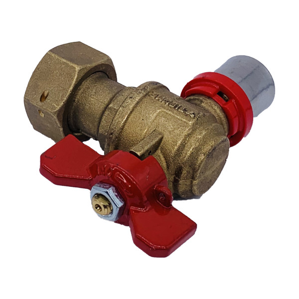 Кран шаровый угловой с накидной гайкой Tiemme 20x3/4"В пресс (латунь) (1680019) Кран шаровый угловой с накидной гайкой Tiemme 20x3/4"В пресс (латунь) (1680019)