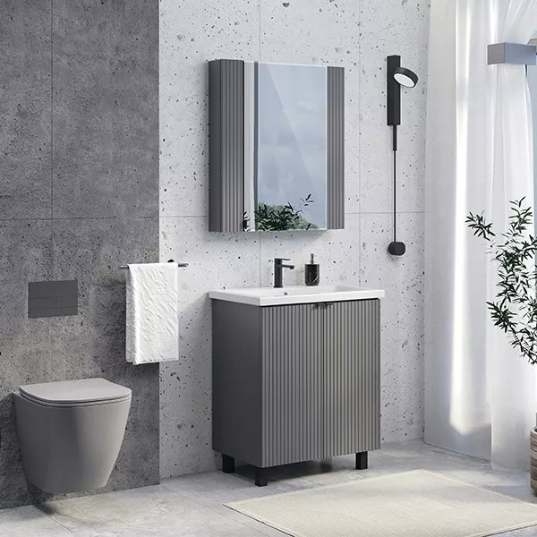 Тумба подвесная с раковиной Comforty Лима 700x450x850 антрацит (00-00013686) Тумба подвесная с раковиной Comforty Лима 700x450x850 антрацит (00-00013686)