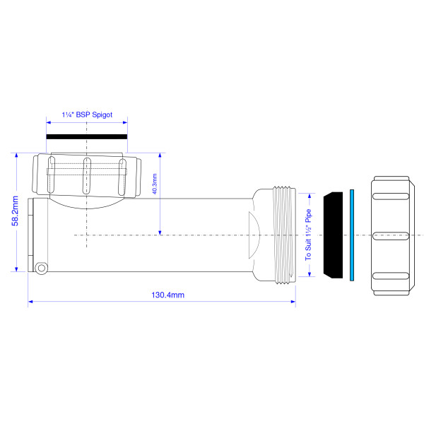 Сифон McAlpine 40/40 мм для донного клапана, сухой (WHB1-40) Сифон McAlpine 40/40 мм для донного клапана, сухой (WHB1-40)