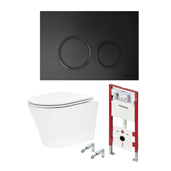 Инсталляция с унитазом TECEspring Base с клавишей черн. мат. унитаз модель K (K401104WCK)