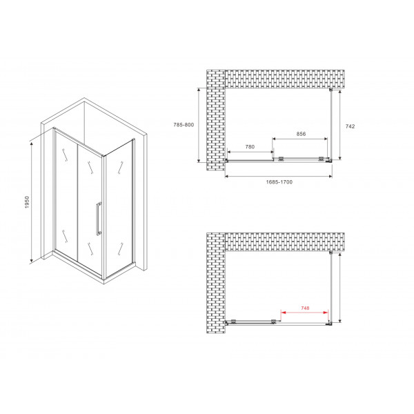 Душевой уголок Abber Schwarzer Diamant 80x80x195 стекло матовое, профиль черный (AG30170BMH-S80BM) Душевой уголок Abber Schwarzer Diamant 80x80x195 стекло матовое, профиль черный (AG30170BMH-S80BM)