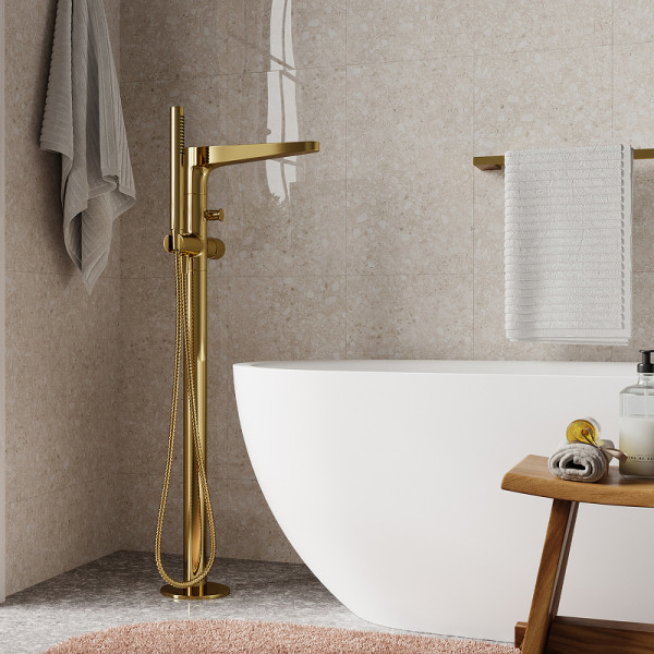 Смеситель напольный WasserKRAFT Sauer золотой (7121)