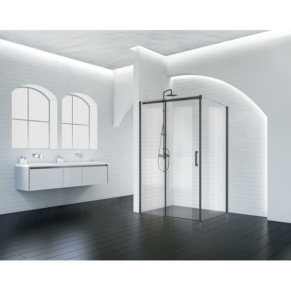 Душевой уголок BelBagno Acqua 130x90x195 стекло прозрачное, профиль черный (ACQUA-AH-1-130/90-C-NERO)
