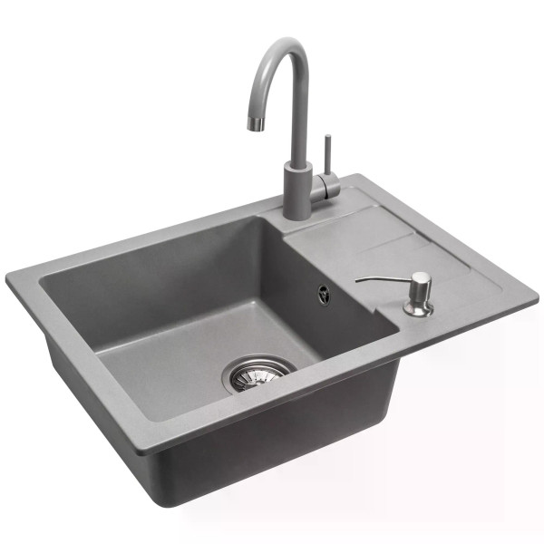 Мойка для кухни Rea nils grey metalic 5W1 гранит 62x44x16 серая металлик (ZLE-00101)