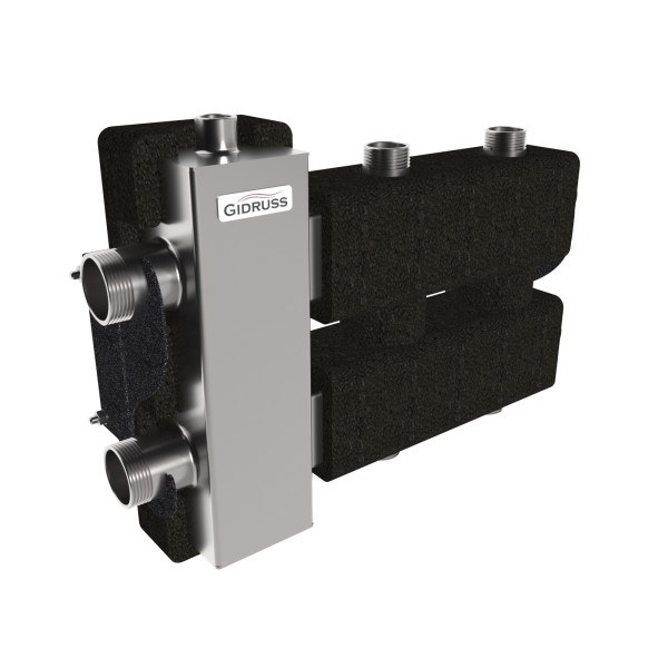 Коллектор балансировочный Gidruss BMSS-80-3DU.EPP (до 80 кВт, подкл. котла G 1 1/4", 1+1 контура G 1", боковой контур G 1 1/4", 4D-кронштейны K.UMS, E Коллектор балансировочный Gidruss BMSS-80-3DU.EPP (до 80 кВт, подкл. котла G 1 1/4", 1+1 контура G 1", боковой контур G 1 1/4", 4D-кронштейны K.UMS, E