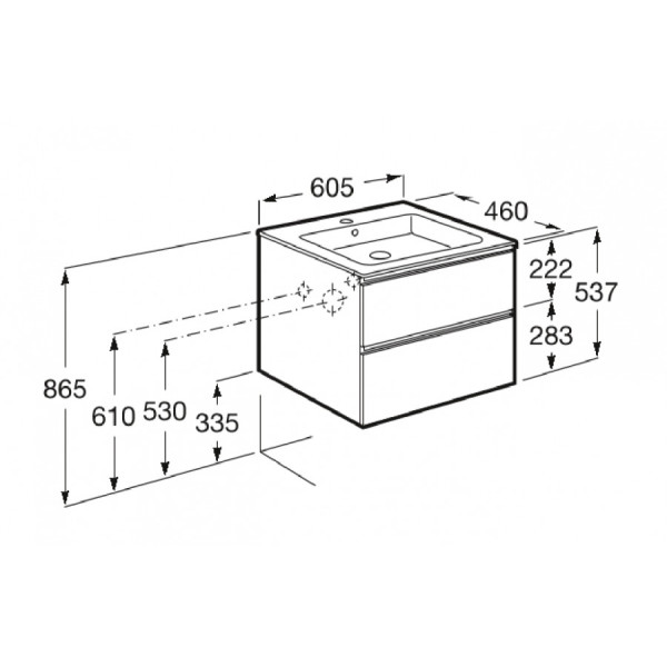 Тумба подвесная Roca The Gap 585x453x515 темно-коричневый (A857397402)