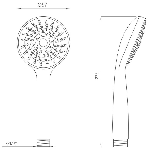 Душевая лейка Melodia 1 функция d95 хром/черный/серый (MKP20499)