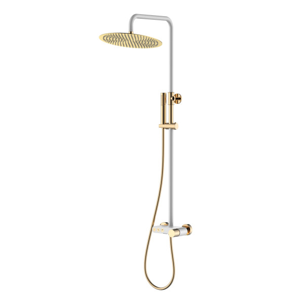Душевая система Stick white diamond gold W белый глянец (128-WG)