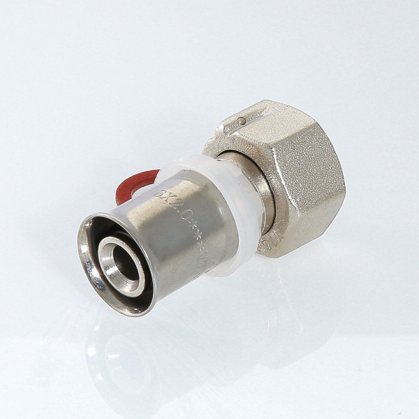 Соединение прямое 20*3/4" с накидной гайкой Valtec (пресс, никель) (VTm.222.N.002005)