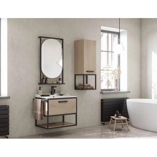 Тумба Aquaton Лофт Фабрик 80 Дуб Эндгрейн/1A708031FB010 Раковина Фабиа 80 (1A2424K1LTDU0)