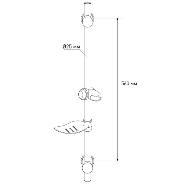 Стойка для душа Melodia 70 см диаметр 25 мм, c мыльницей, ABS, хром (MKP20119BL) Стойка для душа Melodia 70 см диаметр 25 мм, c мыльницей, ABS, хром (MKP20119BL)