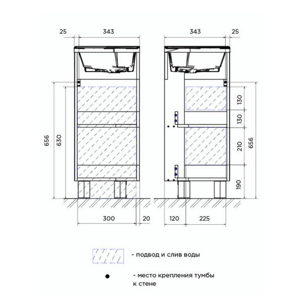 Тумба напольная 1Marka Penta 370*370*850 с раковиной, белая (Ц0000001635)