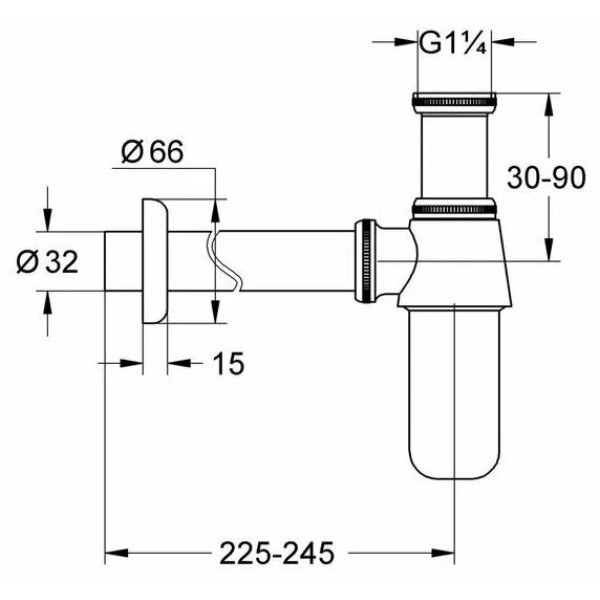 Сифон для раковины Grohe 1 1/4" (хром)