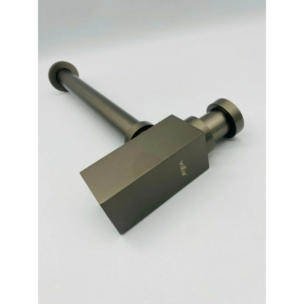 Сифон 32 мм. для донного клапана с отводом Vieir (латунь, графит, прямоугольный) (VRQ47G)