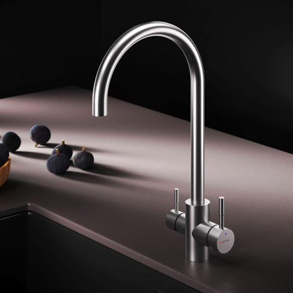 Смеситель для кухни AM.PM X-Joy S с С-изливом с каналом для питьевой воды сатин (F85B07711)