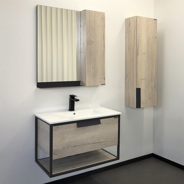 Тумба подвесная Comforty Бильбао 755x520x465 серый шелк матовый с раковиной (00-00001411) Тумба подвесная Comforty Бильбао 755x520x465 серый шелк матовый с раковиной (00-00001411)