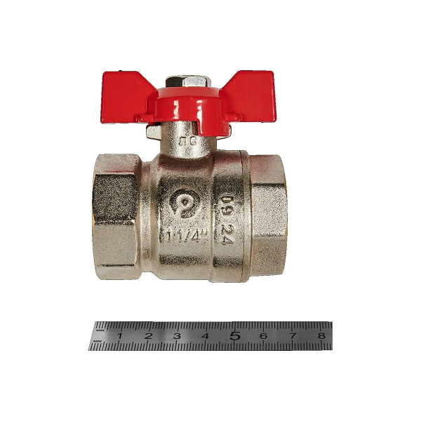 Кран 1 1/4" ВВ шаровый Rommer (ГОСТ, красная бабочка) RBV-0003-2110232 Кран 1 1/4" ВВ шаровый Rommer (ГОСТ, красная бабочка) RBV-0003-2110232