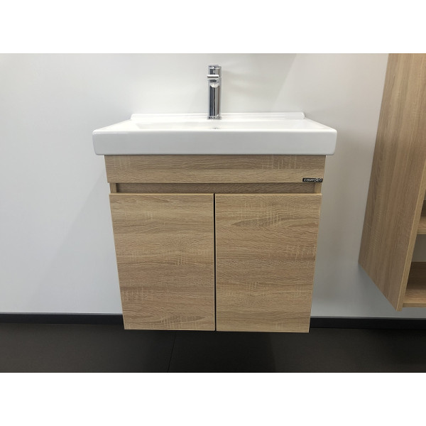 Тумба подвесная с раковиной Comforty Тромсе 600x400x630 дуб сонома (00004142217)