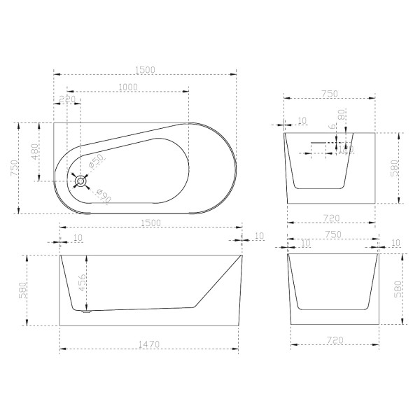 Ванна акриловая Abber 150*75 белая (AB9496-1.5 L) Ванна акриловая Abber 150*75 белая (AB9496-1.5 L)