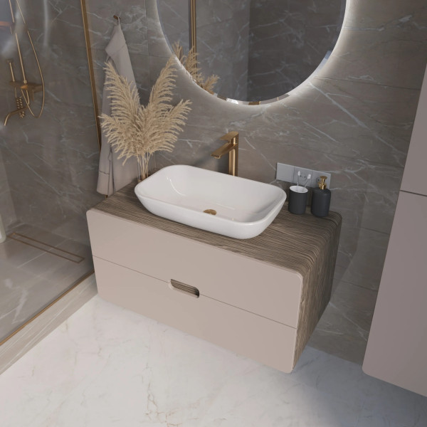 Тумба подвесная 1Marka Vortex  1000x500x50 (орех каньон коньяк/латте фактурный) (Ц0000033059)