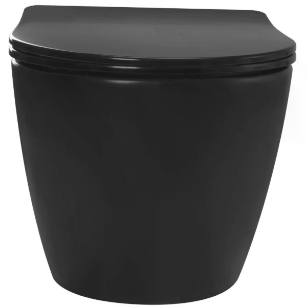 Унитаз подвесной безободковый Rea Carlo mini Black Mat черный (REA-С8489)